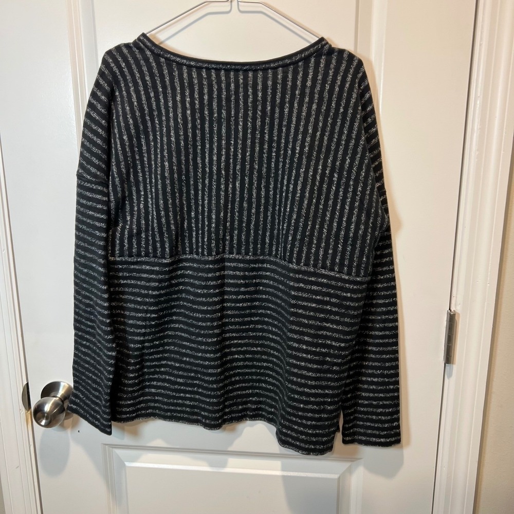 Madewell Womens Long Sleeve Top Metallic Striped Black Size M - Picture 5 of 8